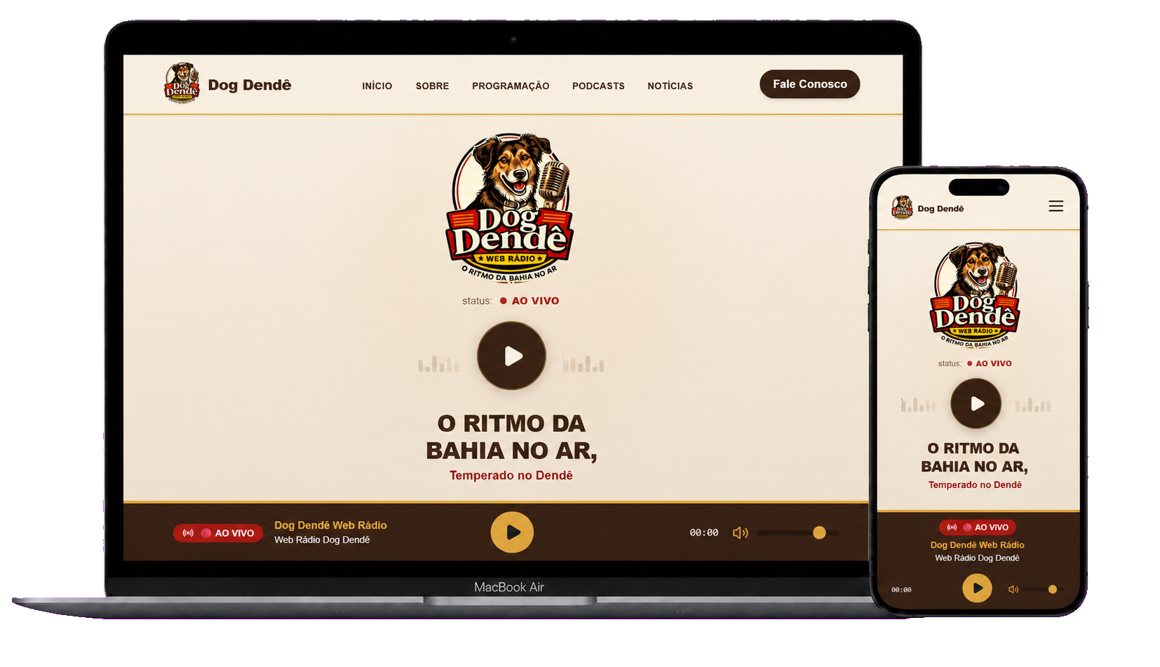 Site da Web Rádio Dog Dendê